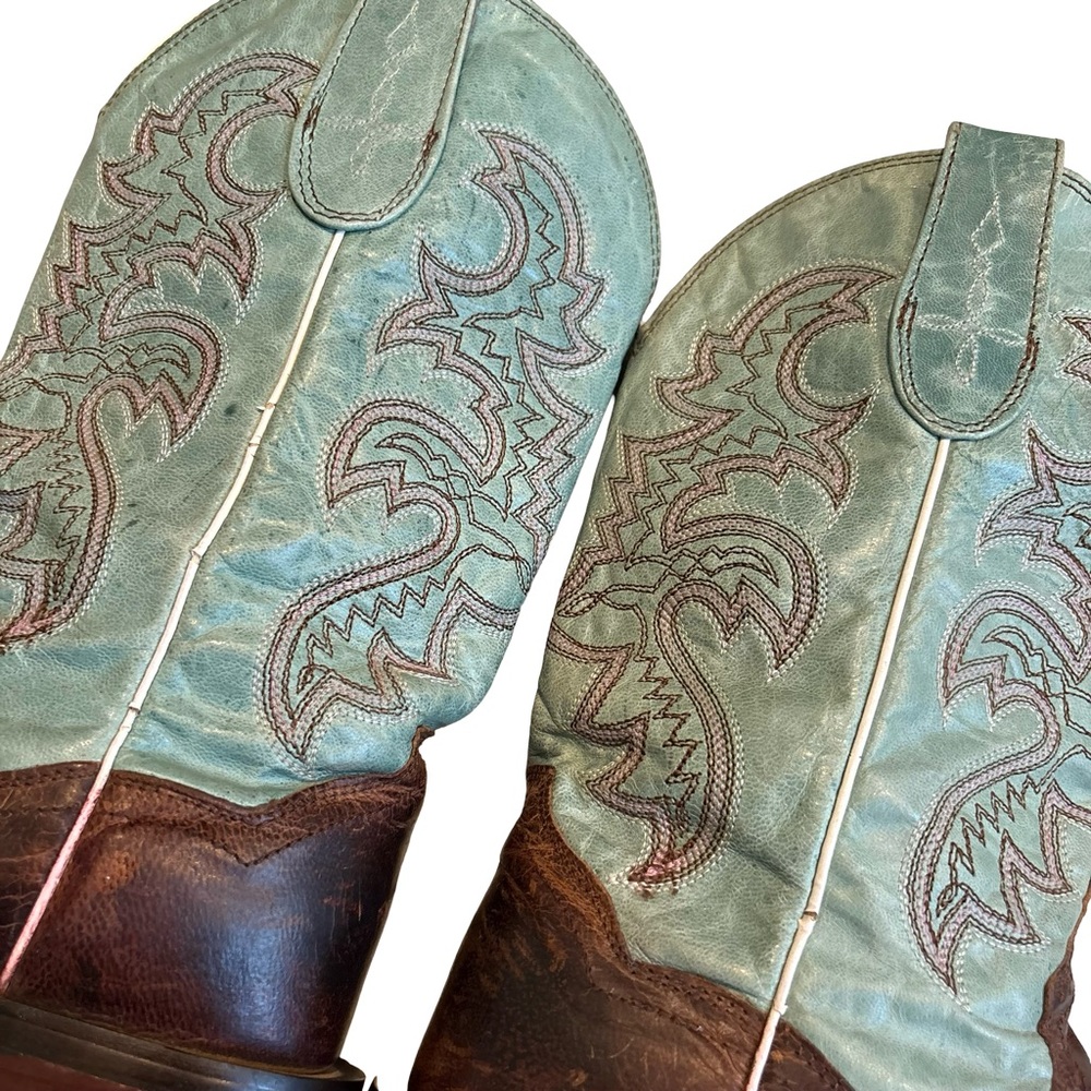 DAN POST DP2863 San Michelle Collection Stockman Boot in Turquoise/Brown Sz 7.5 - Picture 8 of 16
